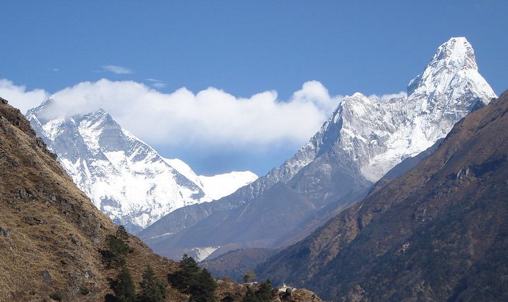 Kyajo Ri Peak Climbing, on the way Everest Range. View