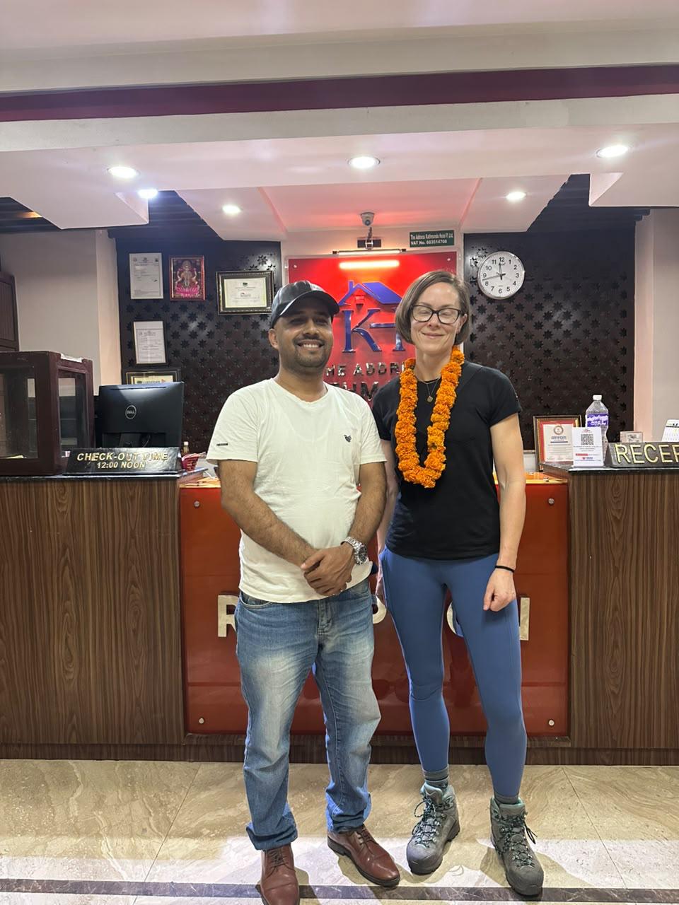 Nepal trekking representative welcoming a traveler at Kathmandu airport